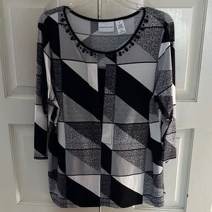 Alfred Dunner Monochrome Geometric Women's Blouse